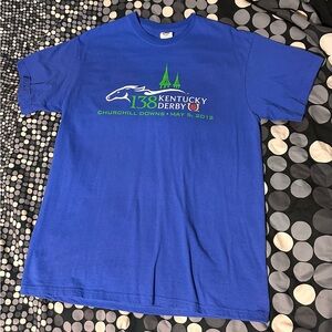 Vintage 2012 Kentucky Derby 138 blue men’s graphic T L Churchill Downs horses